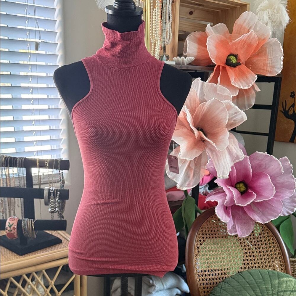 NWT Free People Intimately Red Dahlia Always Ready Seamless Turtleneck Tank